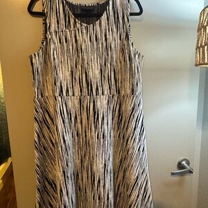 Lane Bryant Black and White Sleeveless A-Line Midi Dress